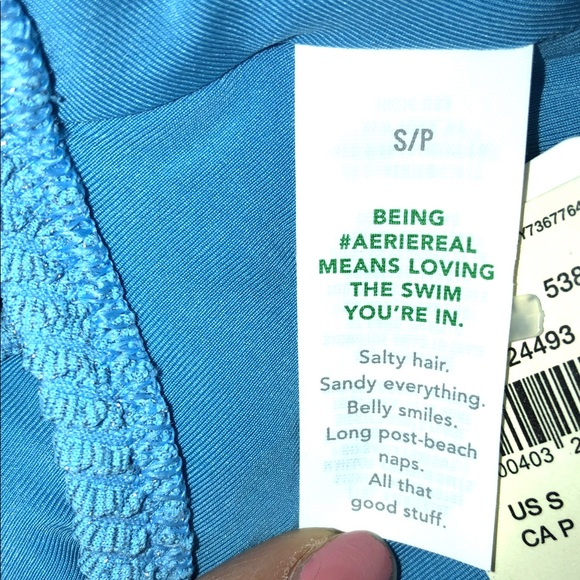 Aerie Vibrant Blue Shimmery Crinkle Birthday Scoop One-Piece Swimsuit Sz S (S2) - Picture 8 of 9